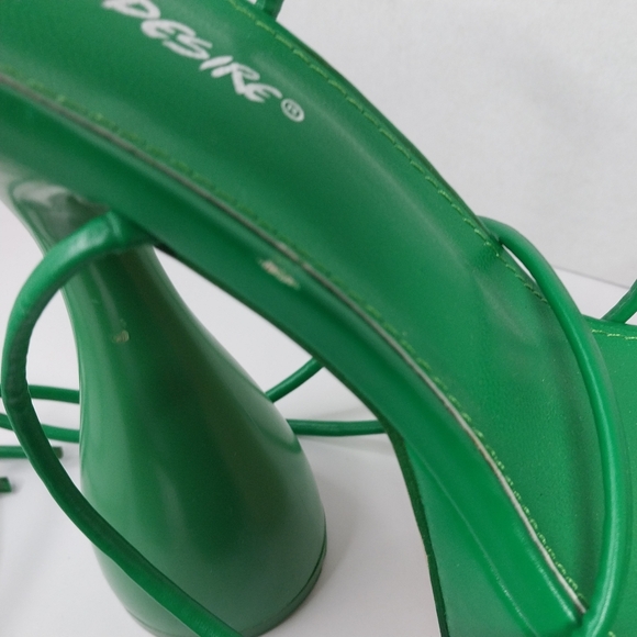 Public Desire Size 8 Anabele Green Pu Lace Up Cylinder Platform Heels Shoes - Picture 11 of 16